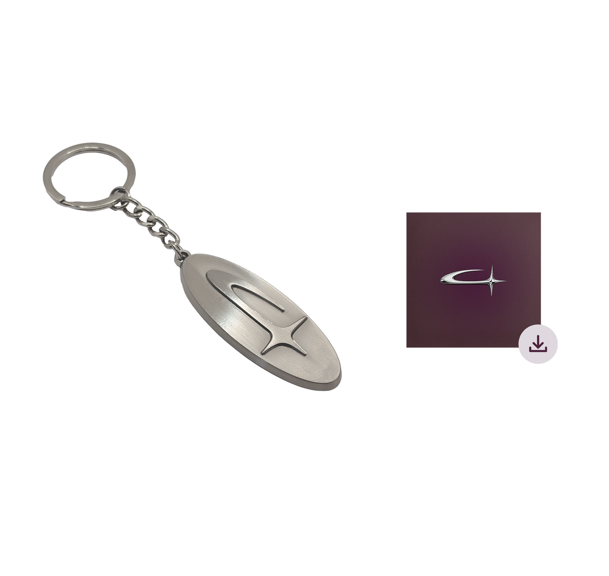 Comet Keychain Brushed Steel + Digital Download