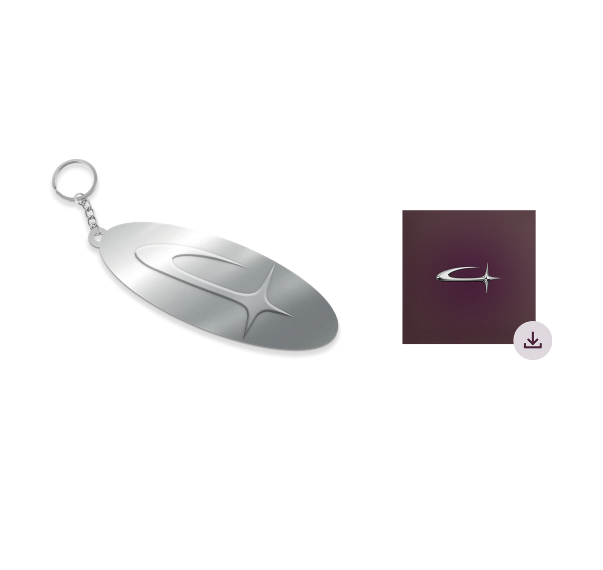 Comet Keychain Brushed Steel + Digital Download